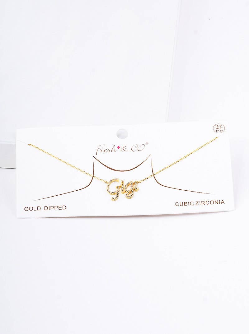 Gold Plated Gigi Script Necklace: Silver