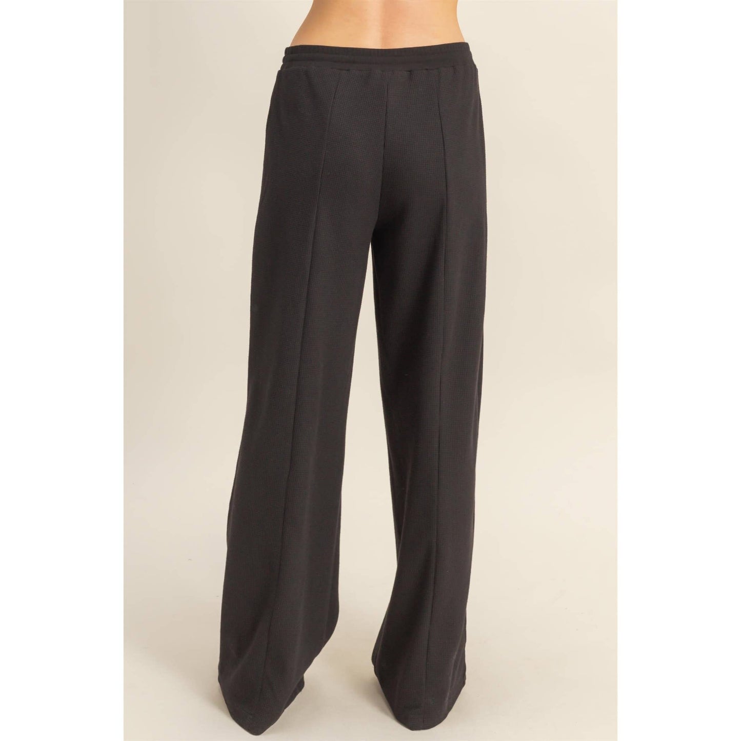 Waffled Knit Pants With Contrasting Ties: H.GRAY / S-M-L(2-2-2)