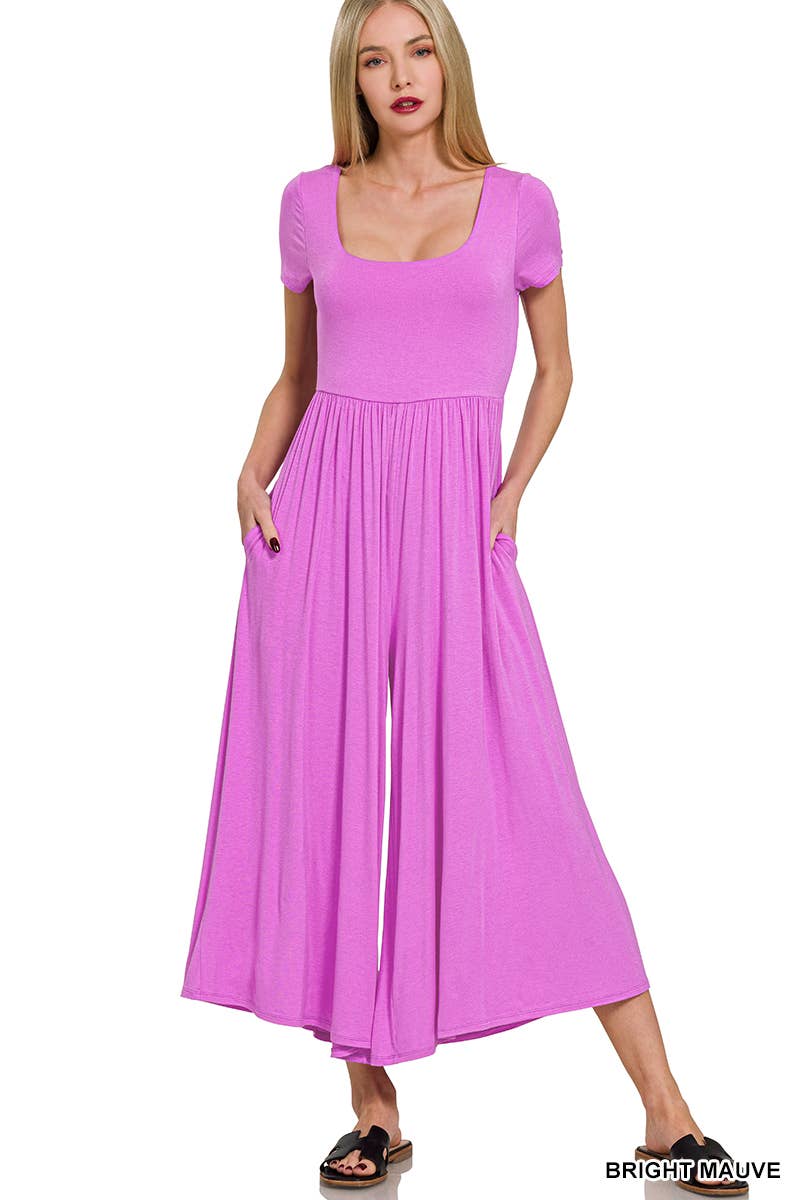 Double Layered Short Sleeve Jumpsuits: BLACK / 2-2-2 (S-M-L)