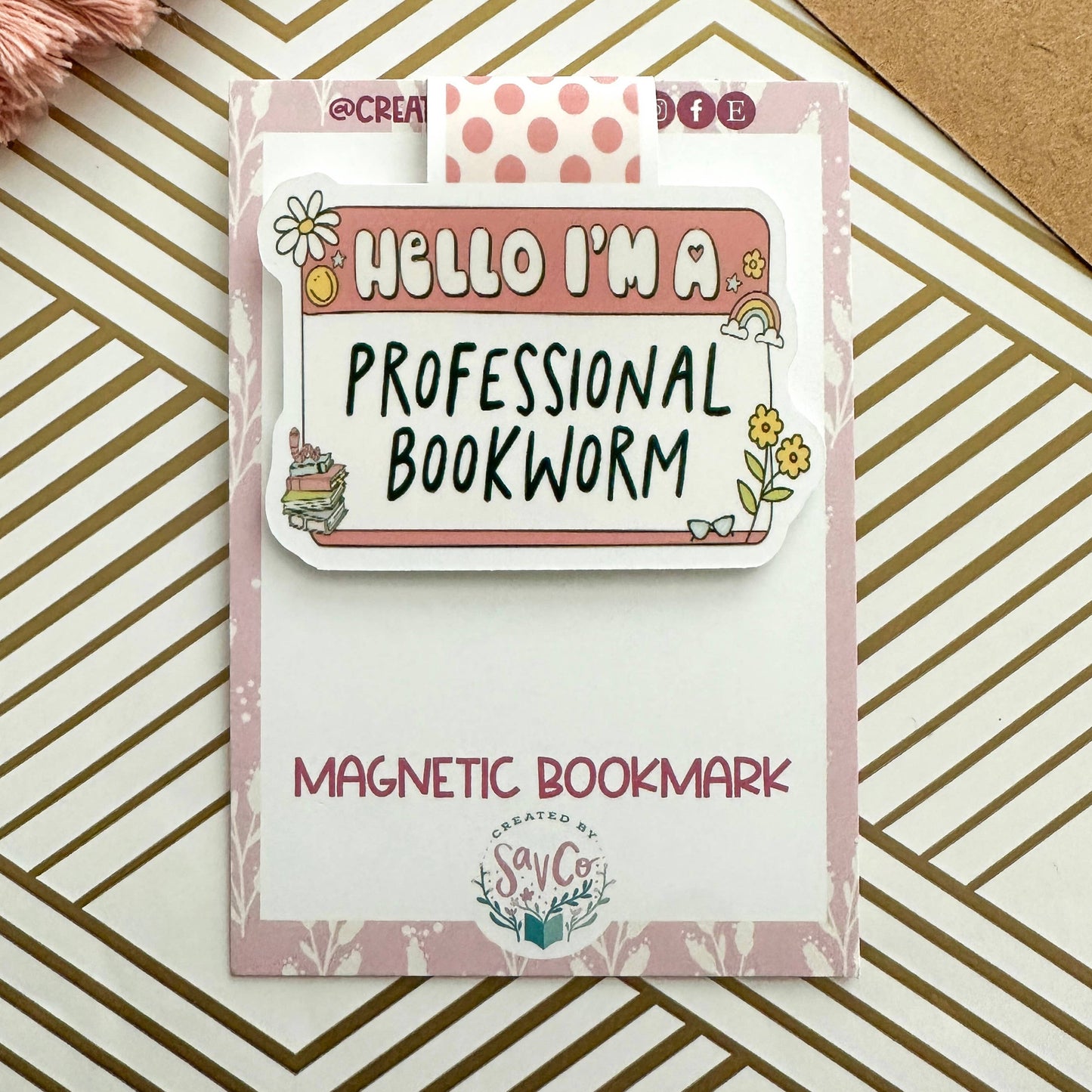 Hello I'm A Professional Bookworm Cute Magnetic Bookmark