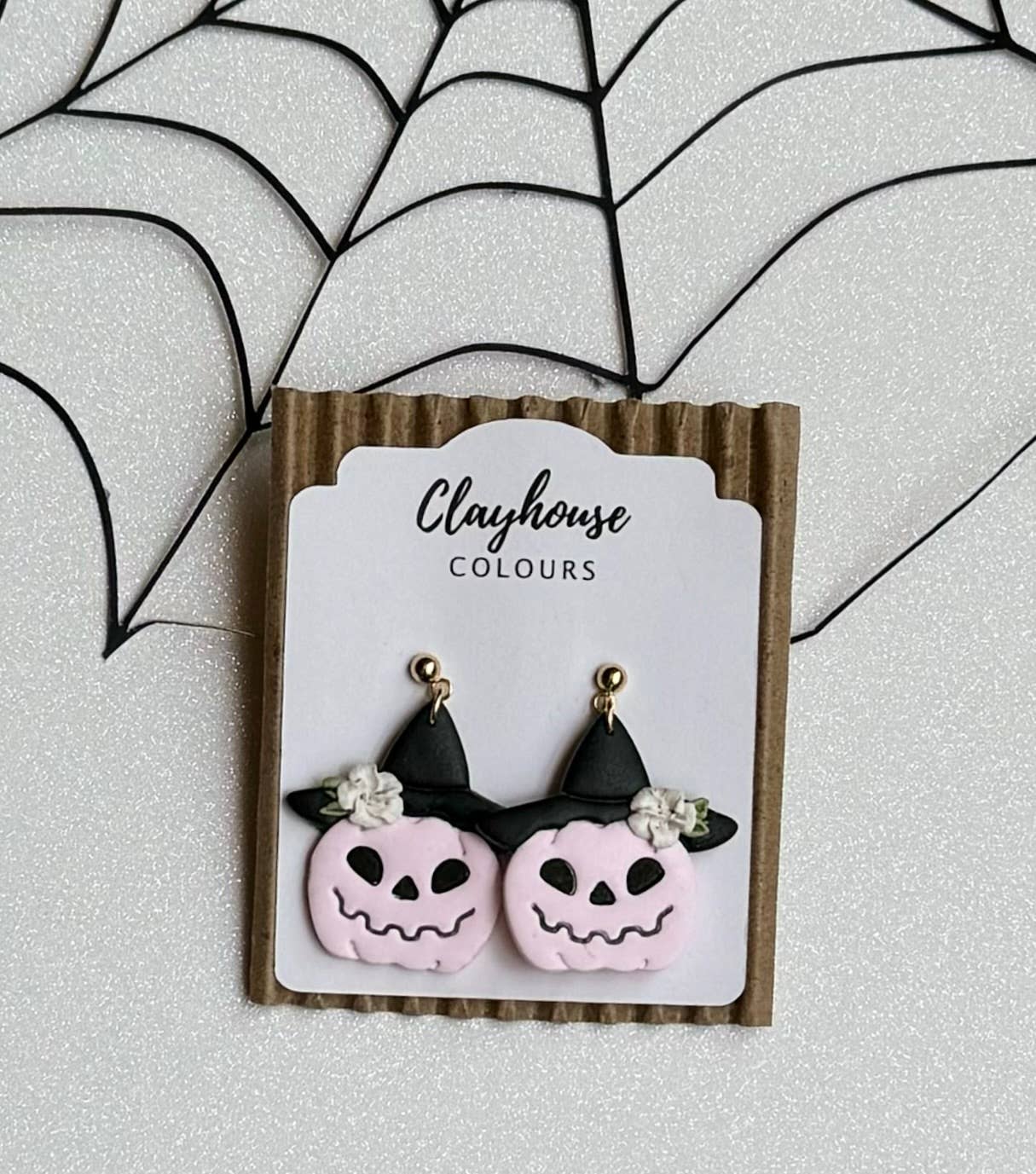 Pink Halloween Earrings : Pink Ghost Bows