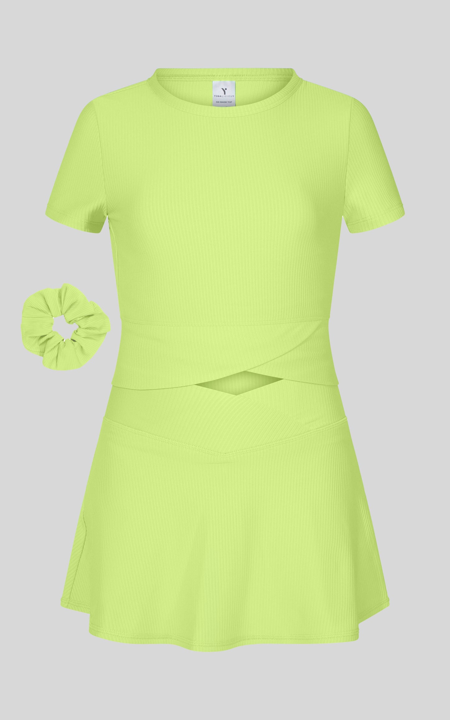 Little Girl Rib Marie Crossover Top and Skort Set: POWDER BLUE