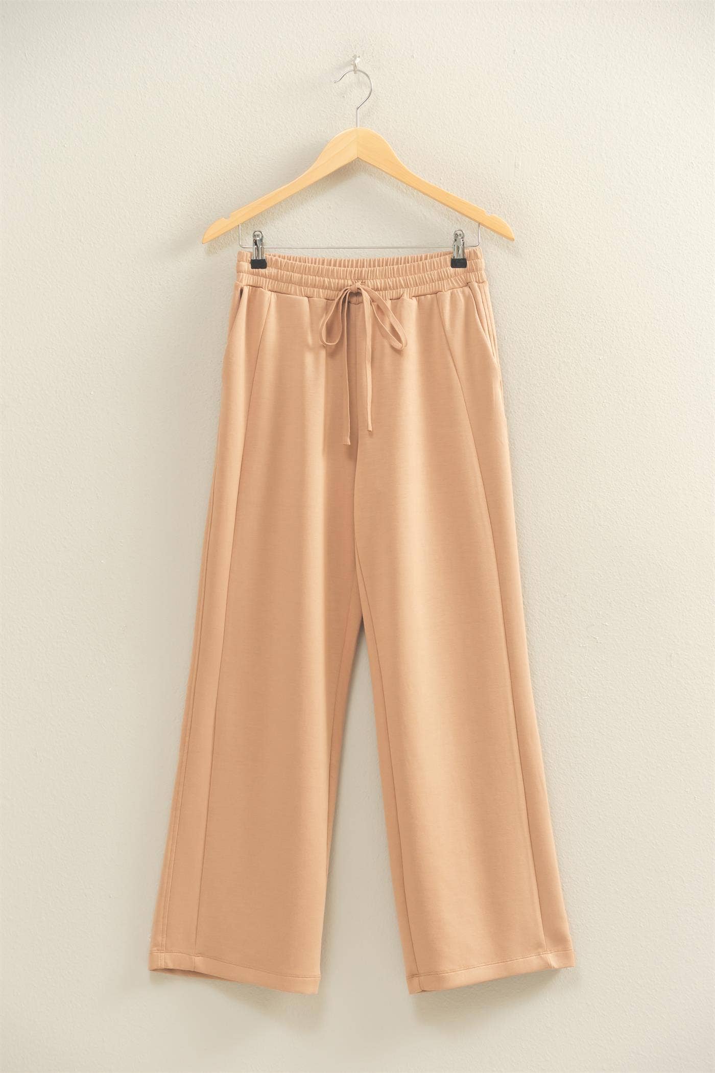 Scuba High-Waist Wide-Leg Drawstring Sweatpants: DEEP GREEN / S-M-L(2-2-2)