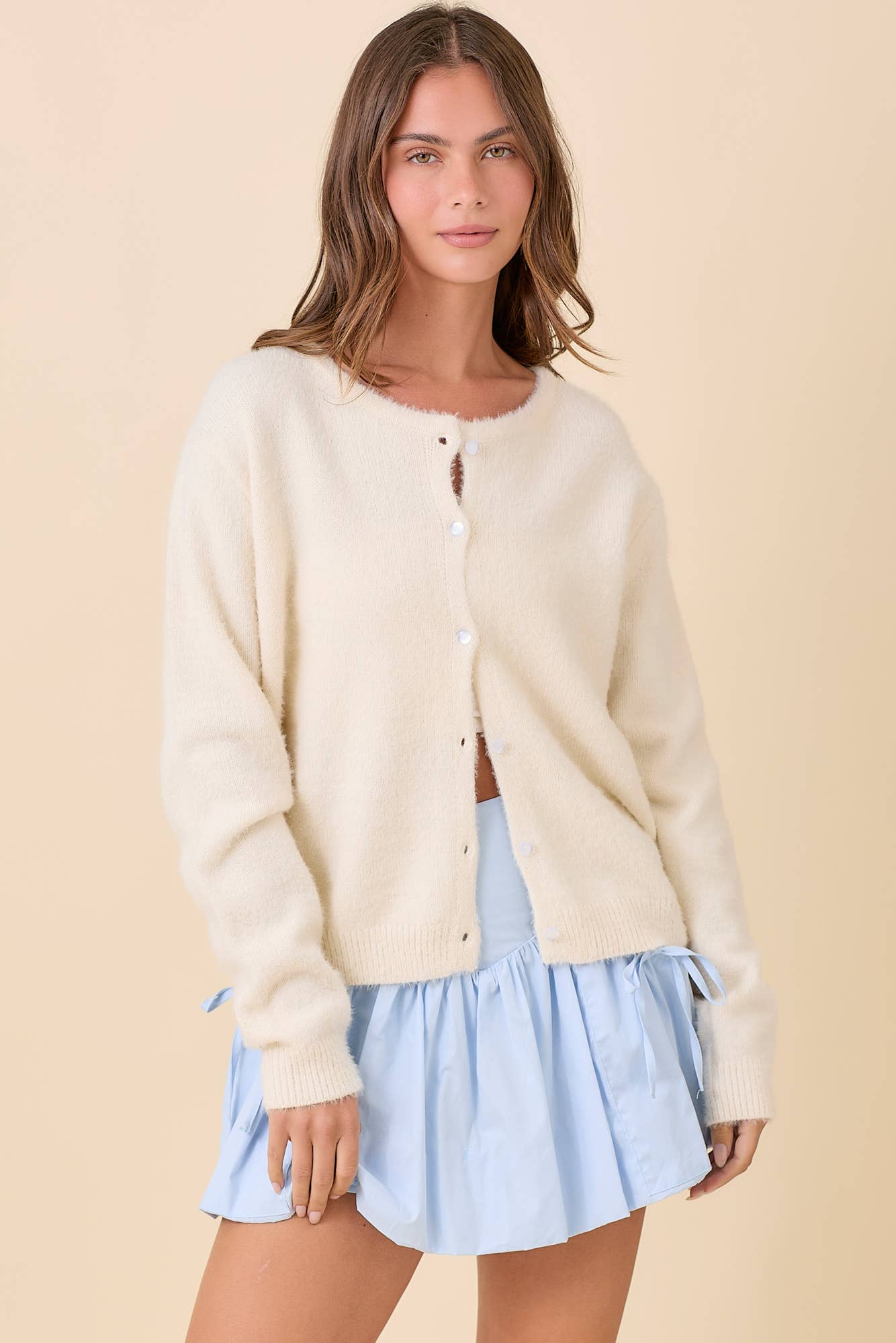Bubble Skort With Ribbon Bow Tie Pocket Detail: LIGHT PINK / M