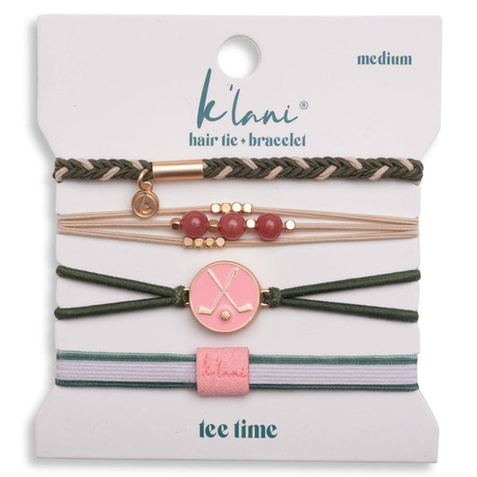 "Tee Time" Green and Pink Hair Tie Bracelets with Removable Ball Marker: Small