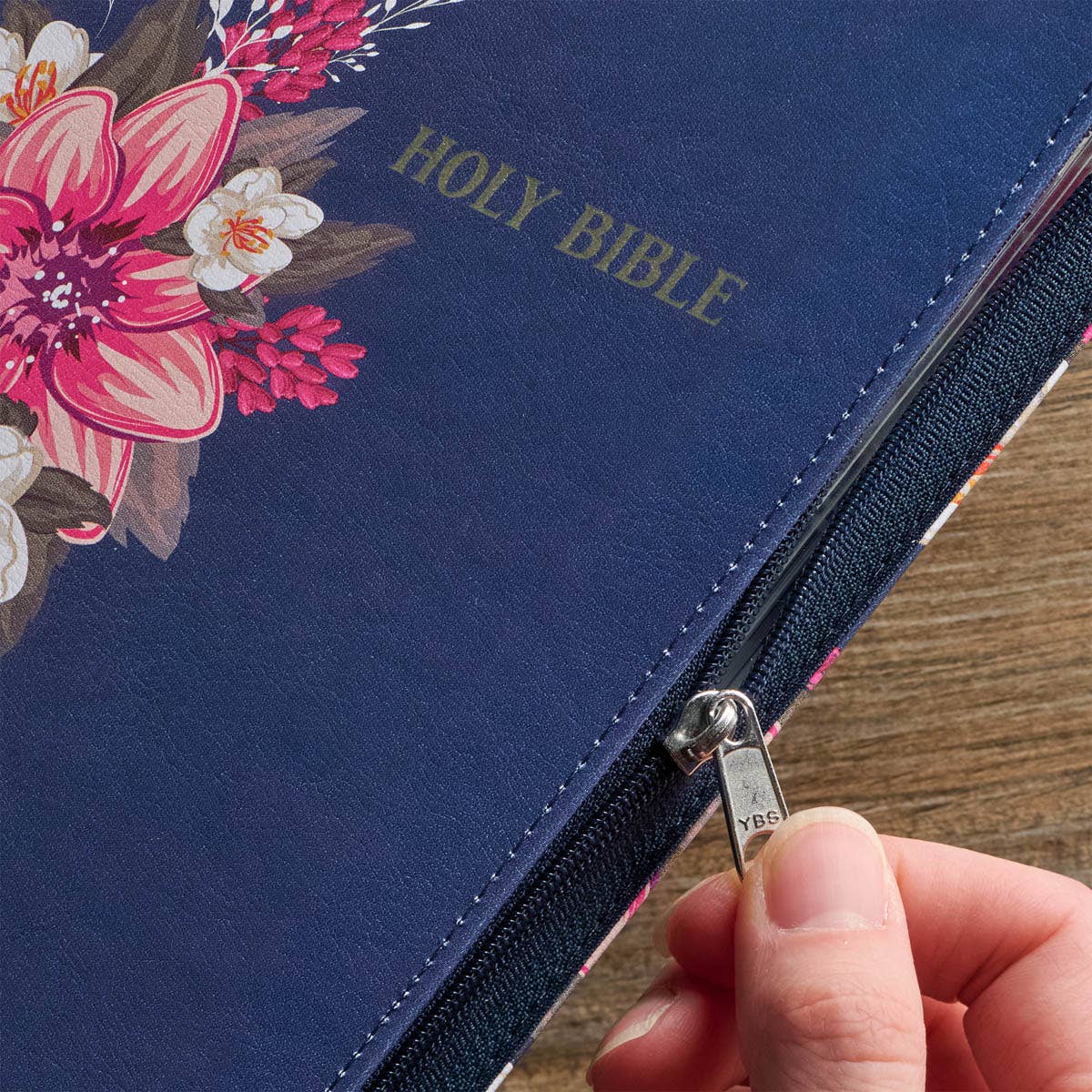Floral Blue Faux Leather King James Version Deluxe Gift Bibl
