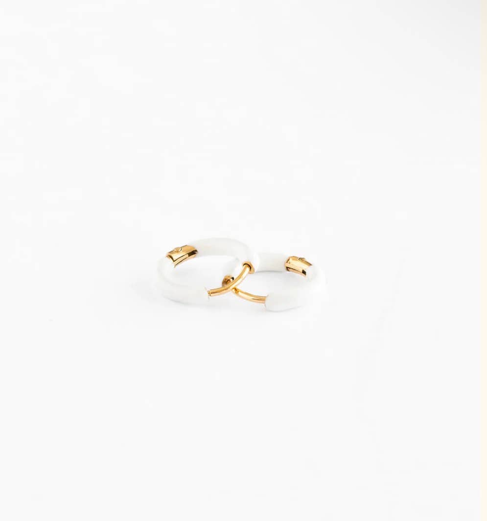 Enamel Hoop Earrings - Hypoallergenic, Flat Back, Girl Gift: Purple