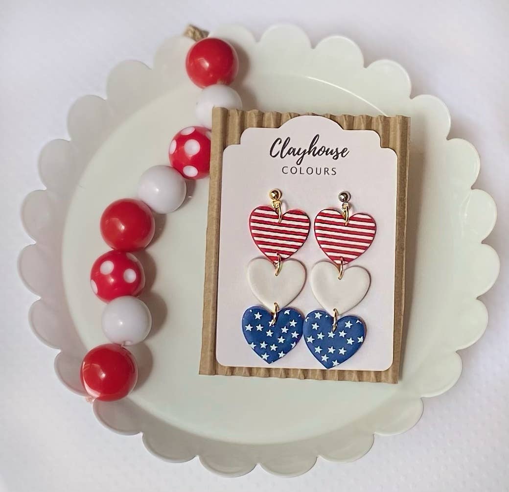 Red, White & Blue Clay Earrings: Star Studs