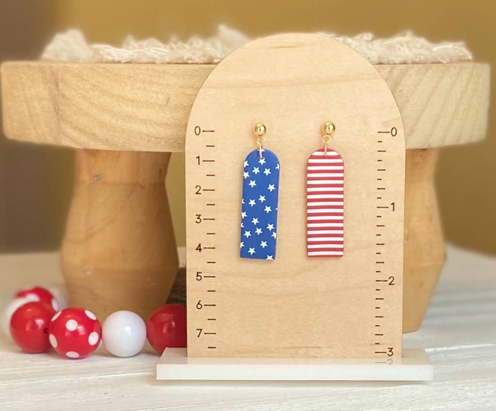 Red, White & Blue Clay Earrings: Star Studs