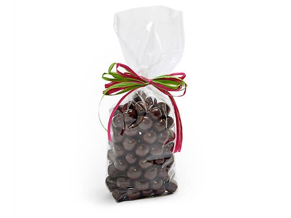 Clear 1.4 MIL Cello Treat Bags with Cardboard Bottom: 2.25x1.5x8.5" / 100