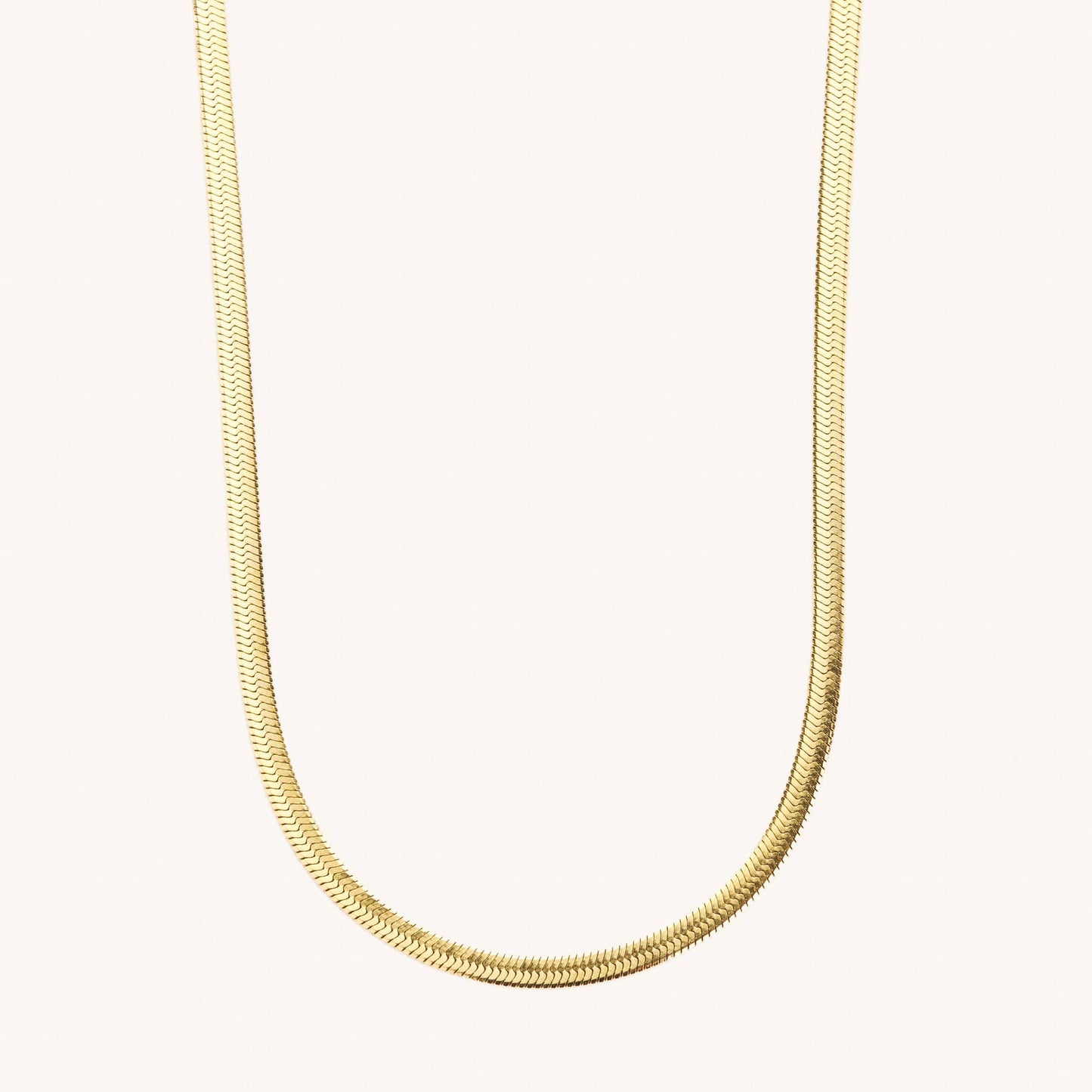 Gold Herringbone Necklaces- Stainless Steel: Skinny 3MM