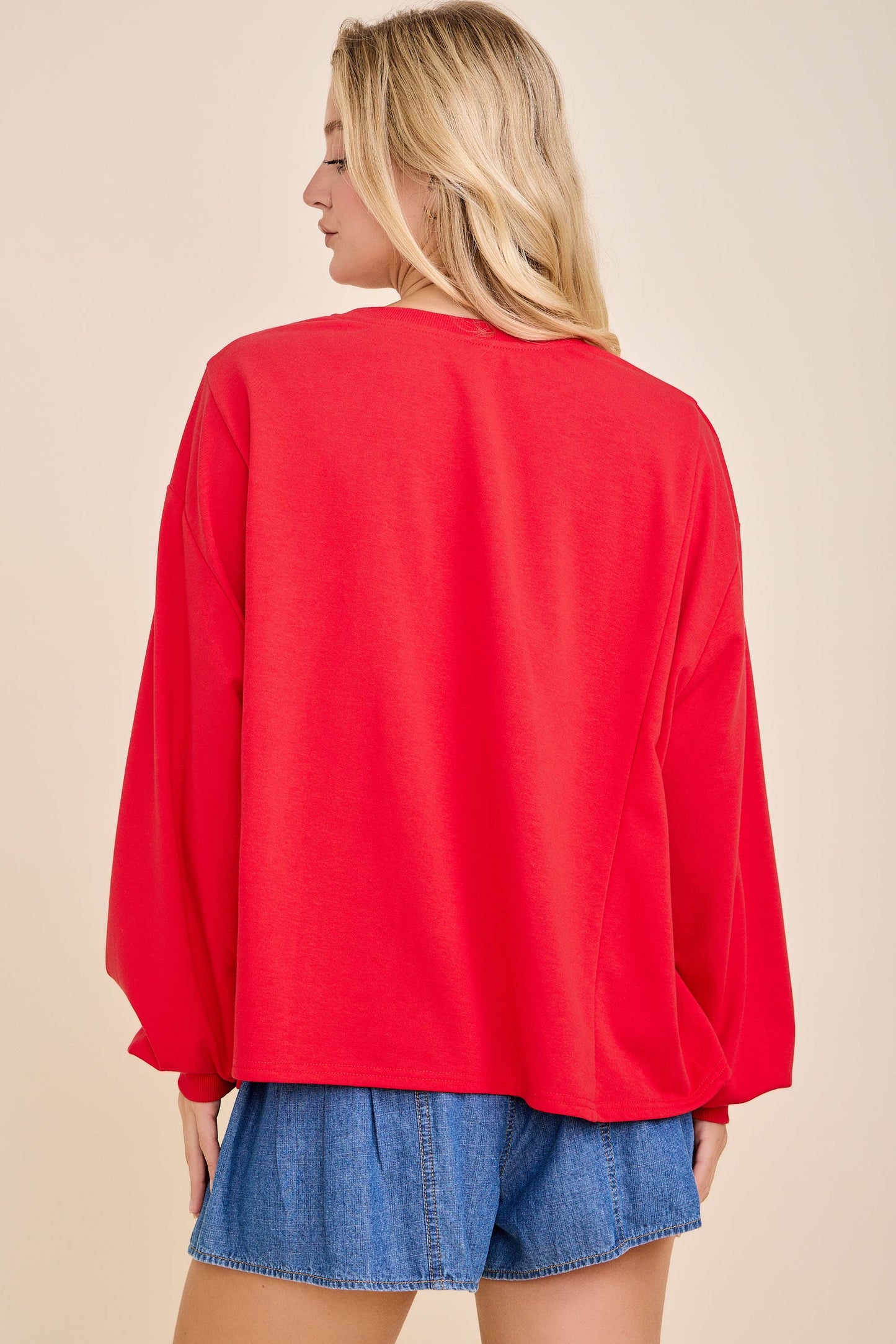 Red Heart Patchwork Sweatshirt – Valentine Pullover: RED / M