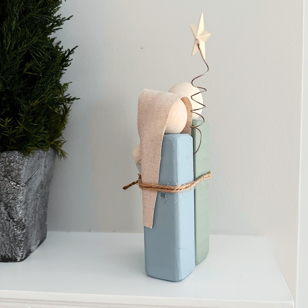 Simple Wooden Nativity Set | Hand-painted | Gift Wrapped: Gray & White