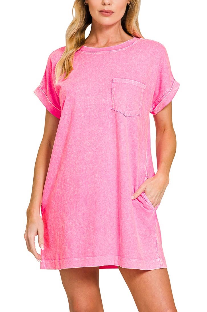 Halo Washed Premium Cotton T-shirts Dress: DEEP SKY / 2-2-2(S-M-L)
