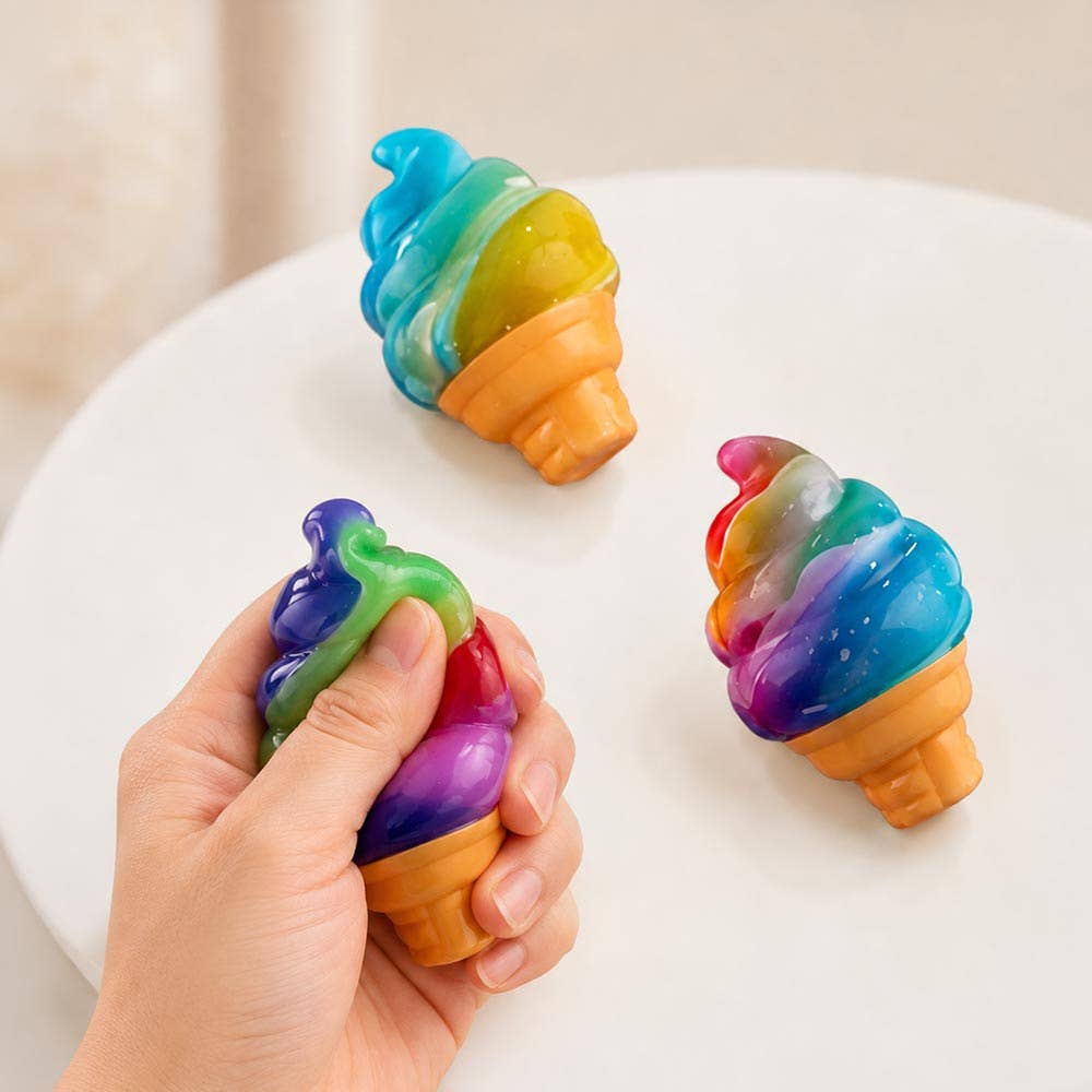 12PCS - Glitter Ice Cream Cone Squeeze Squishy Stress Relief Toy