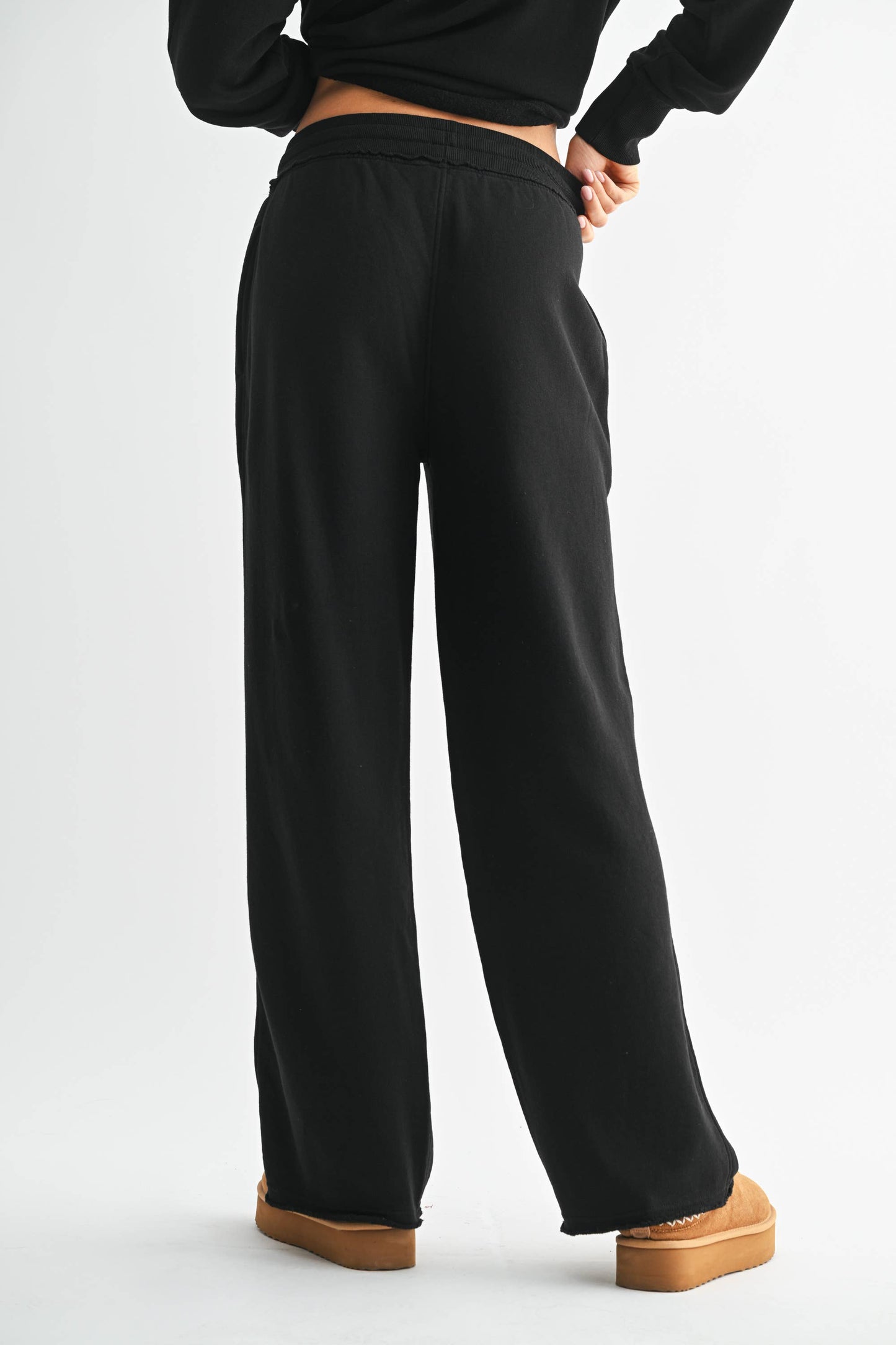 Wide Leg Cotton Core Pants: Black / S:M:L (2:2:2)