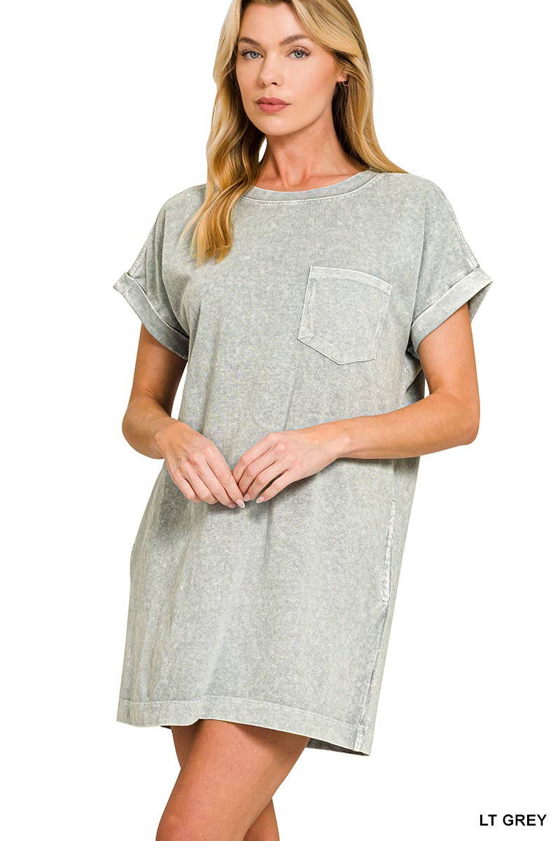 Halo Washed Premium Cotton T-shirts Dress: DEEP SKY / 2-2-2(S-M-L)