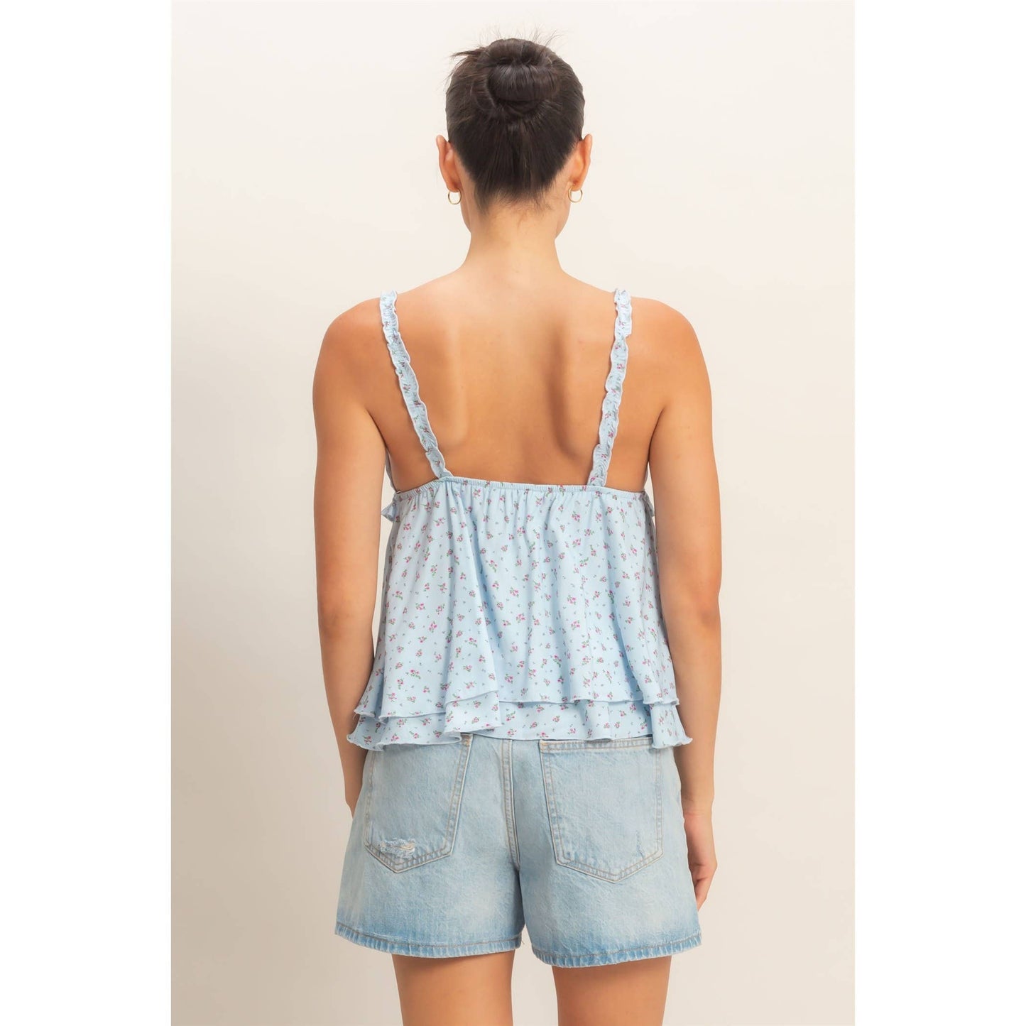 Floral Tiered Top: BLUE / S-M-L(2-2-2)
