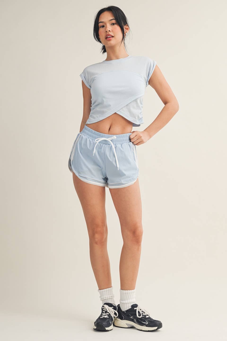 Slub Crossover Top: Blue / S