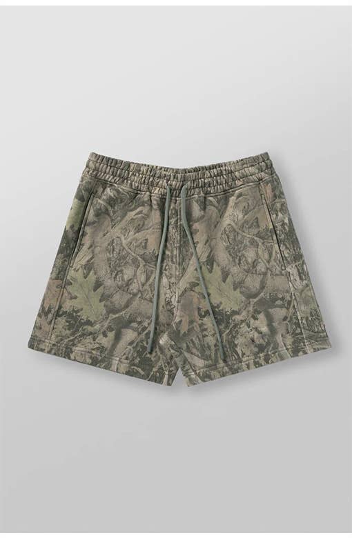 Essential woodland tree camo workout shorts - 4 colors: Cement / XL