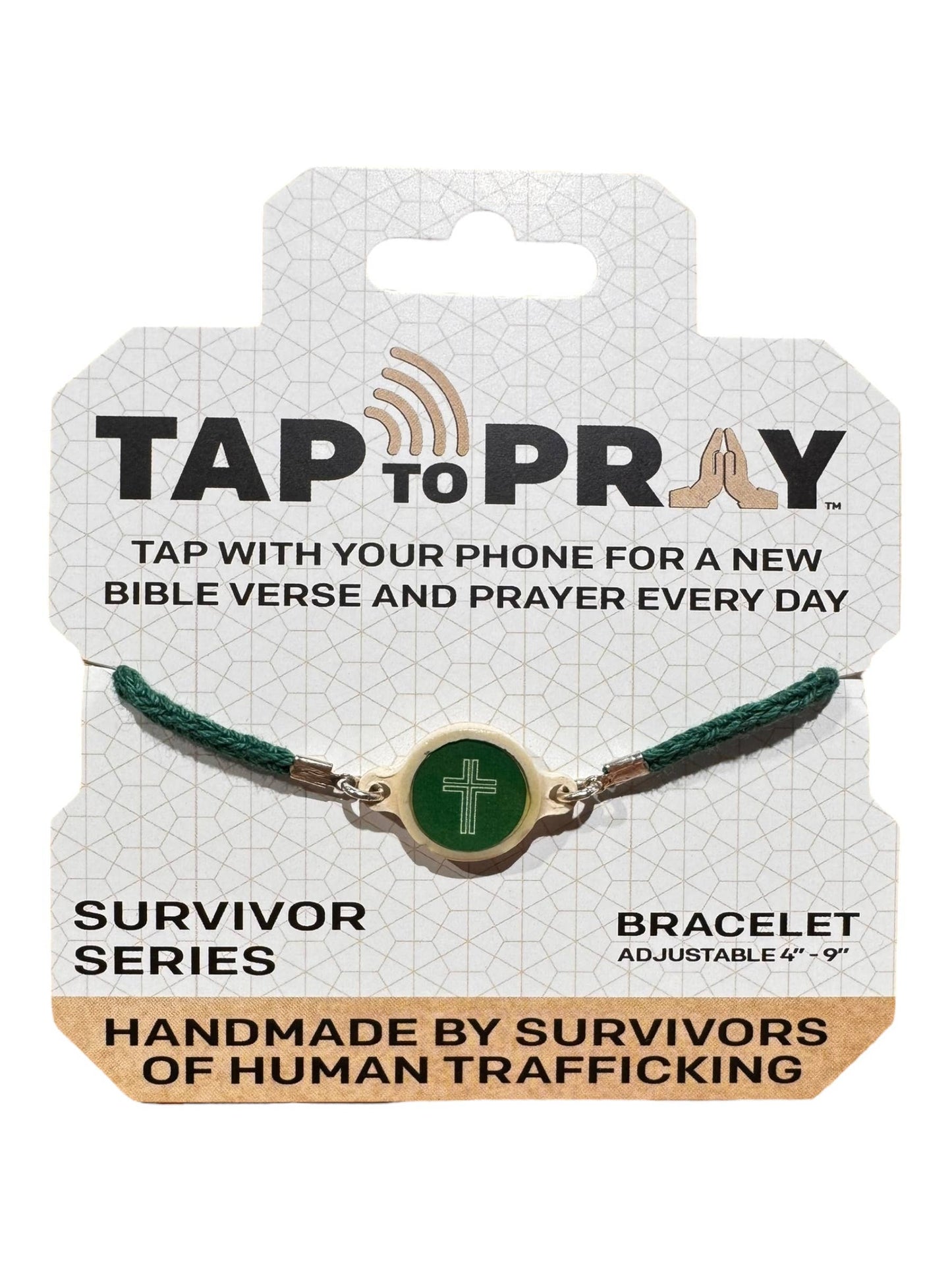 Tap To Pray™ - Survivor Series Handmade Bracelets: .999 Silver-Plated + Slate Cross