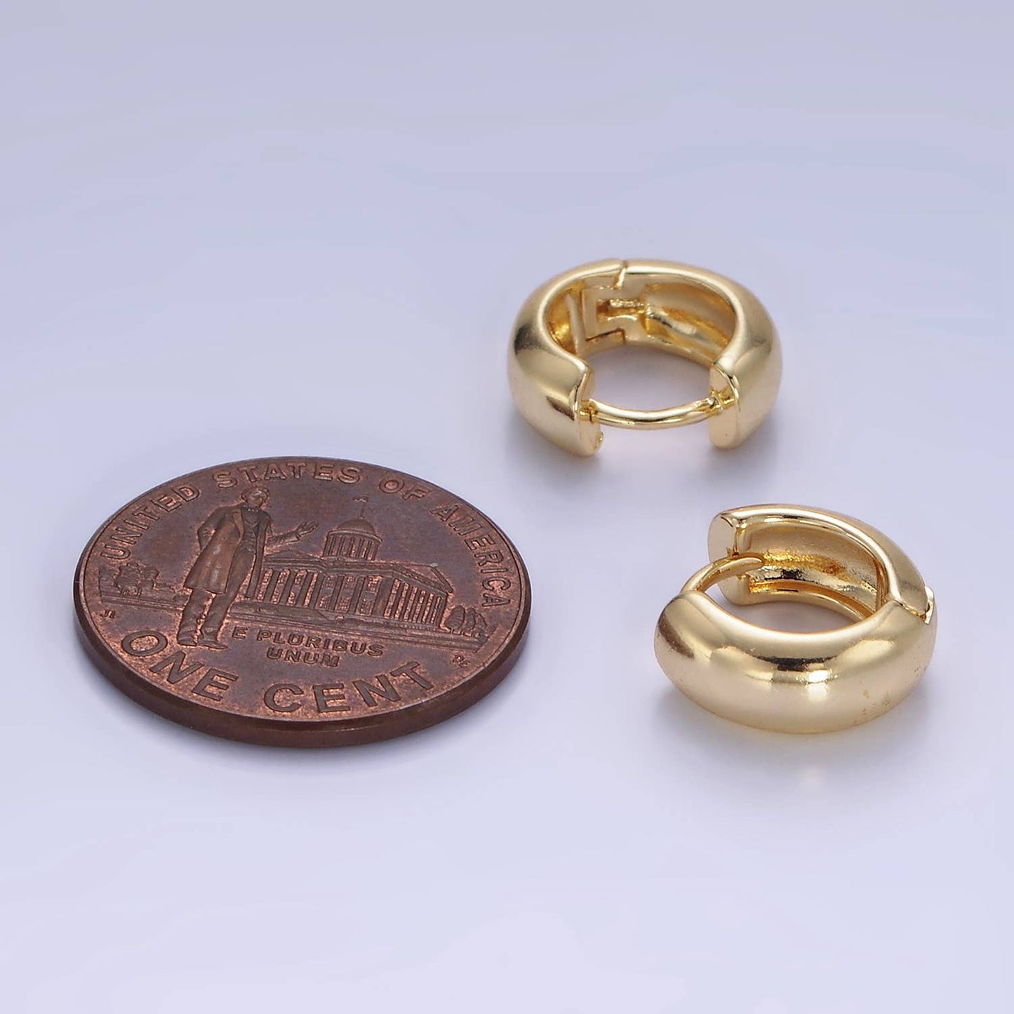 14K Gold Filled 10mm Chubby Minimalist Cartilage Earrings: Gold