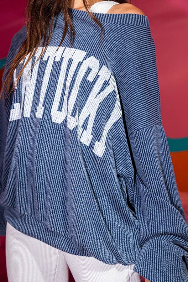 T1770M 'KENTUCKY' Comfy Oversize Graphic Sweatshirt, Gameday: ROYAL BLUE / S-M-L (2-2-2)