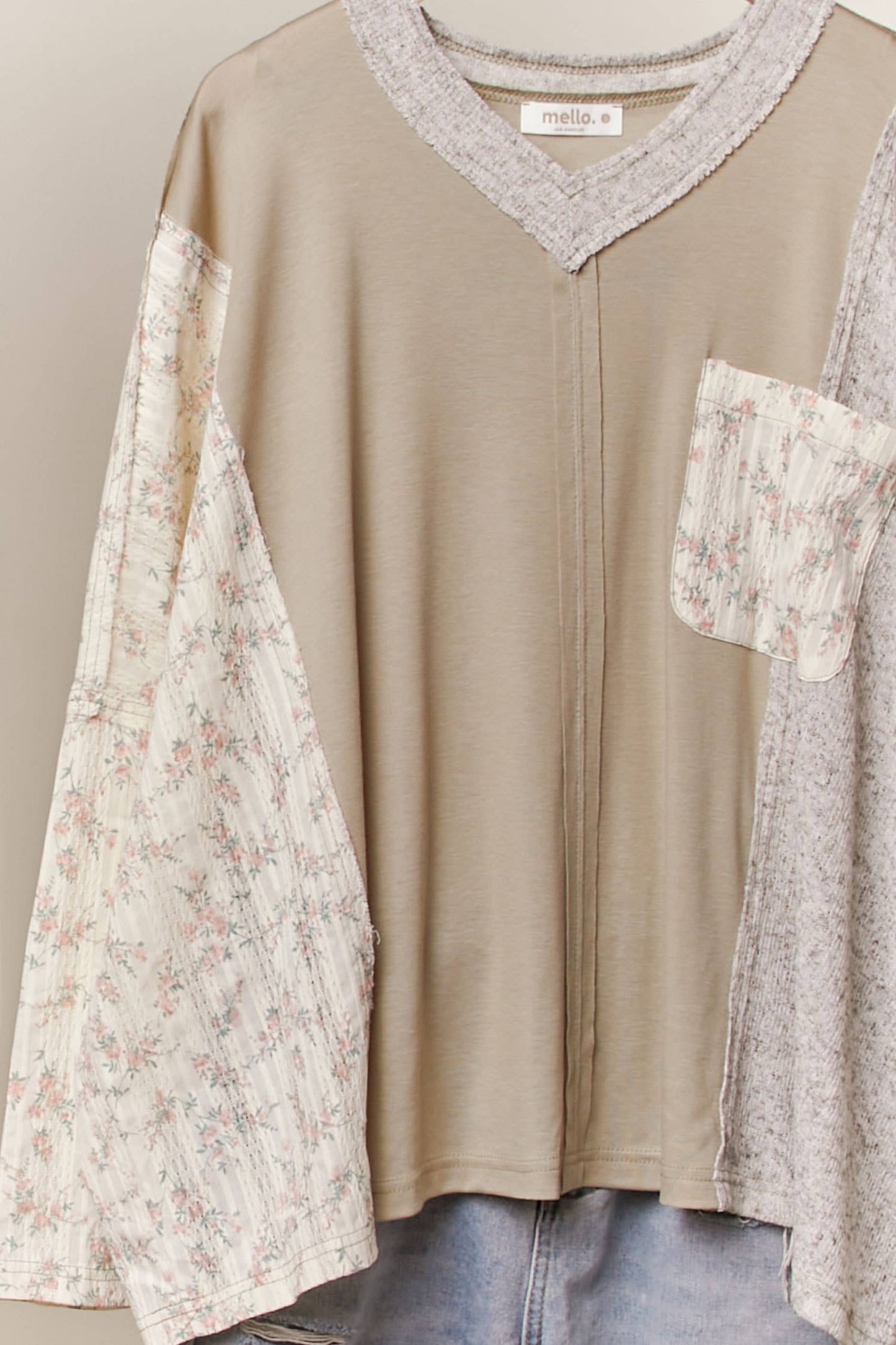 Vintage Patchwork Pullover Top: Multi / S