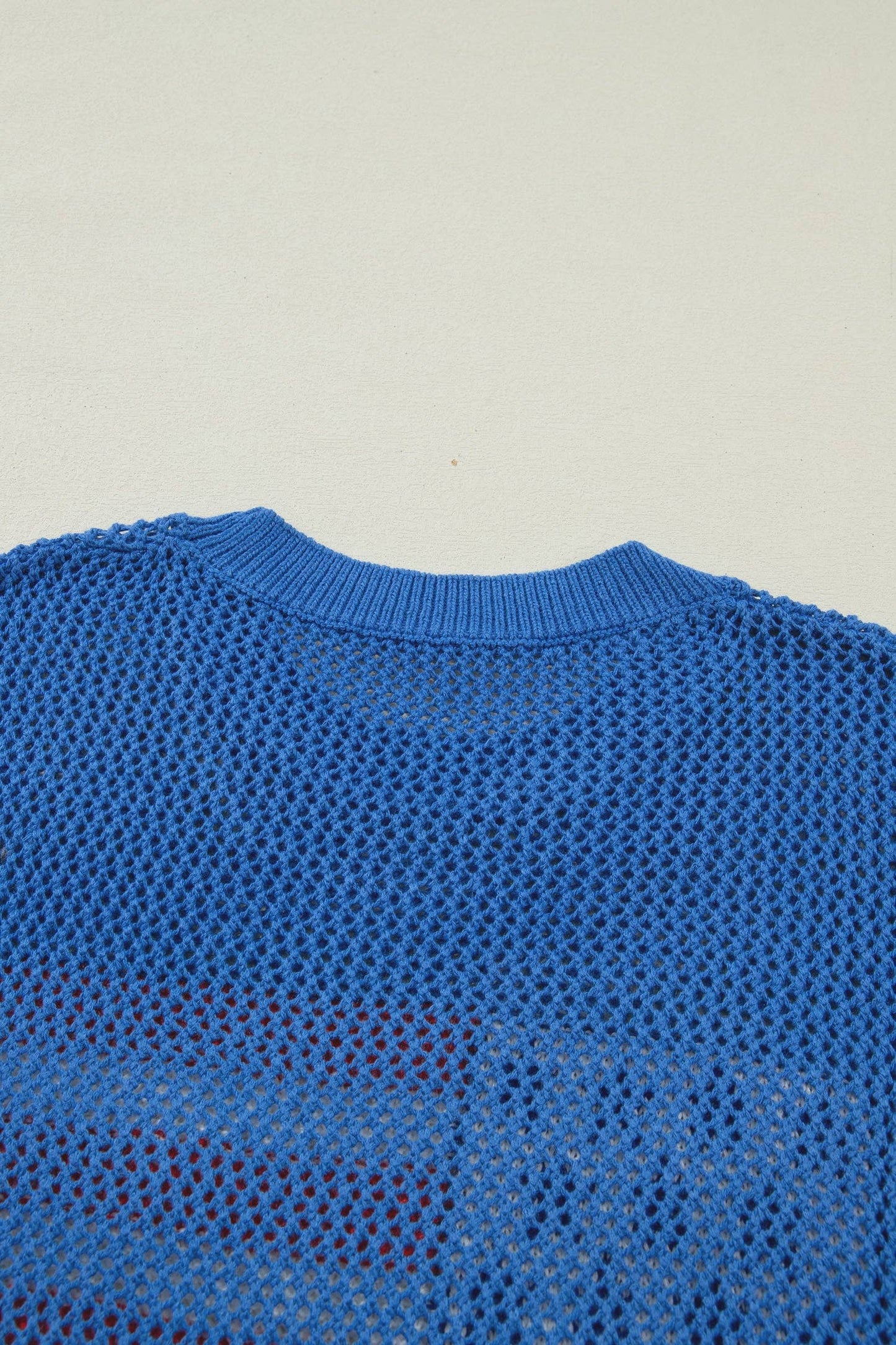 Blue American Flag Knit Short Sleeve Sweater Top: Sky Blue / 100%Acrylic / S