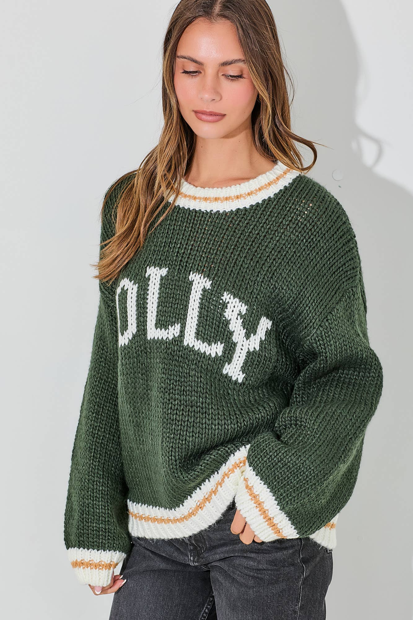 JOLLY KNIT SWEATER: Green / L
