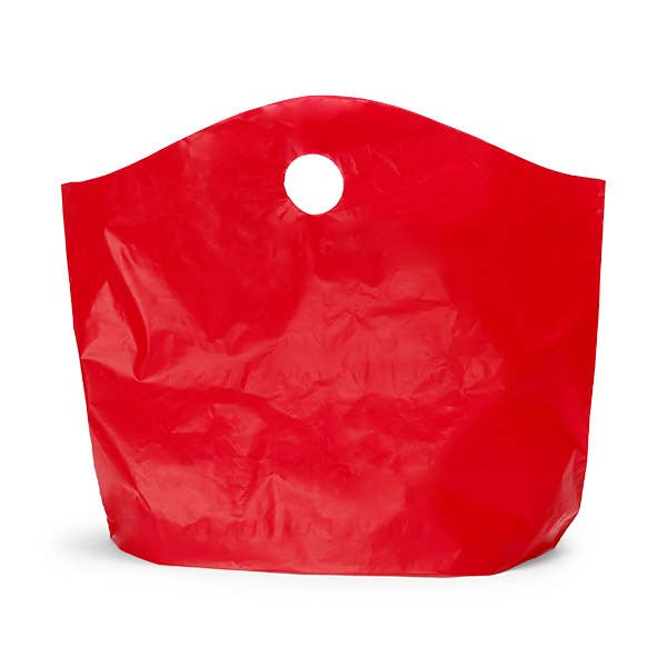 Wave Top Plastic Merchandise Bags: Blazing Pink / Medium 18x15x6"
