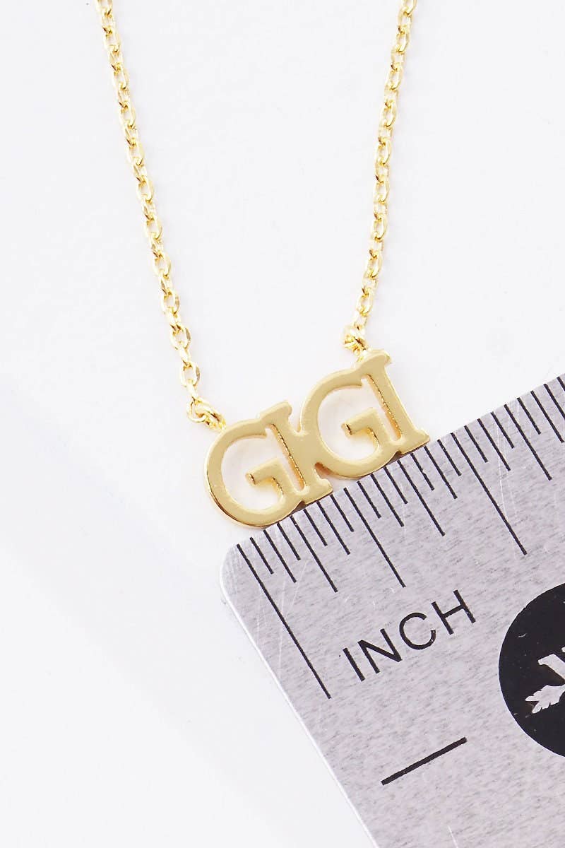 Gold Gigi Text Necklace: Silver