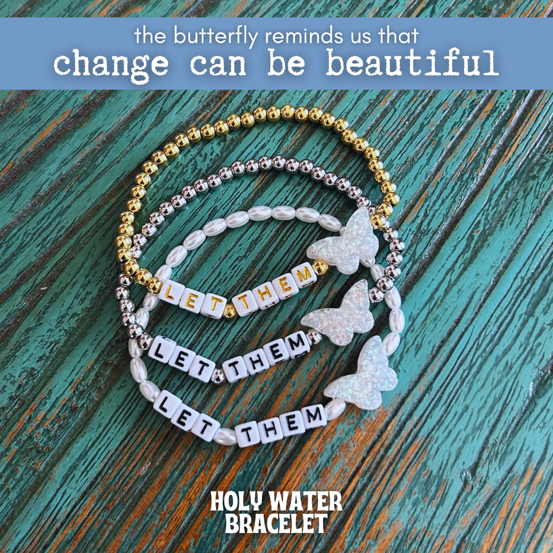LET THEM HOLY WATER BUTTERFLY BRACELET: Yellow Gold
