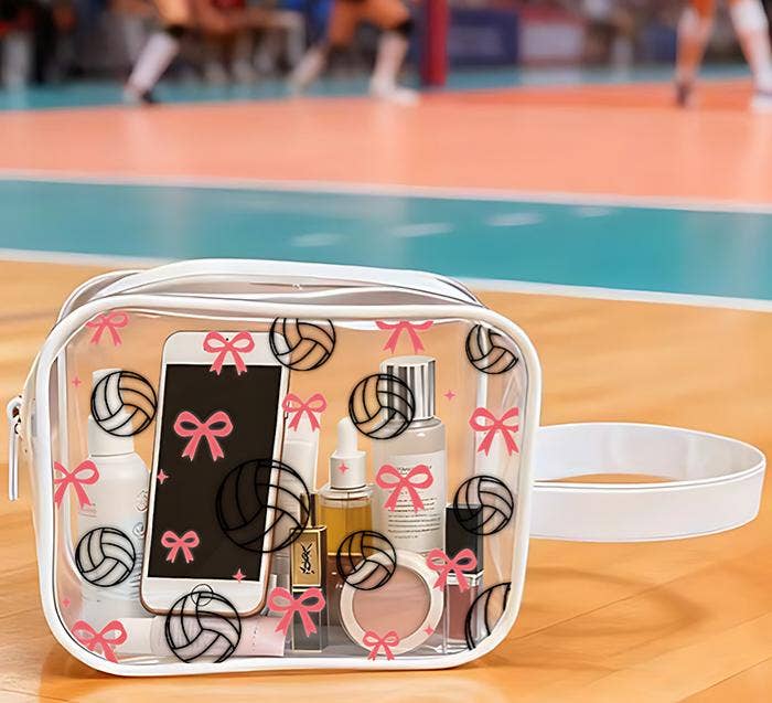 Volleyball Pouch Ball PVC Game Day Clear Makeup Bag: VWhite / M