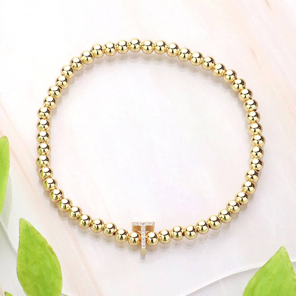 SECRET BOX_  Monogram Initial Stretch Bracelet
: K