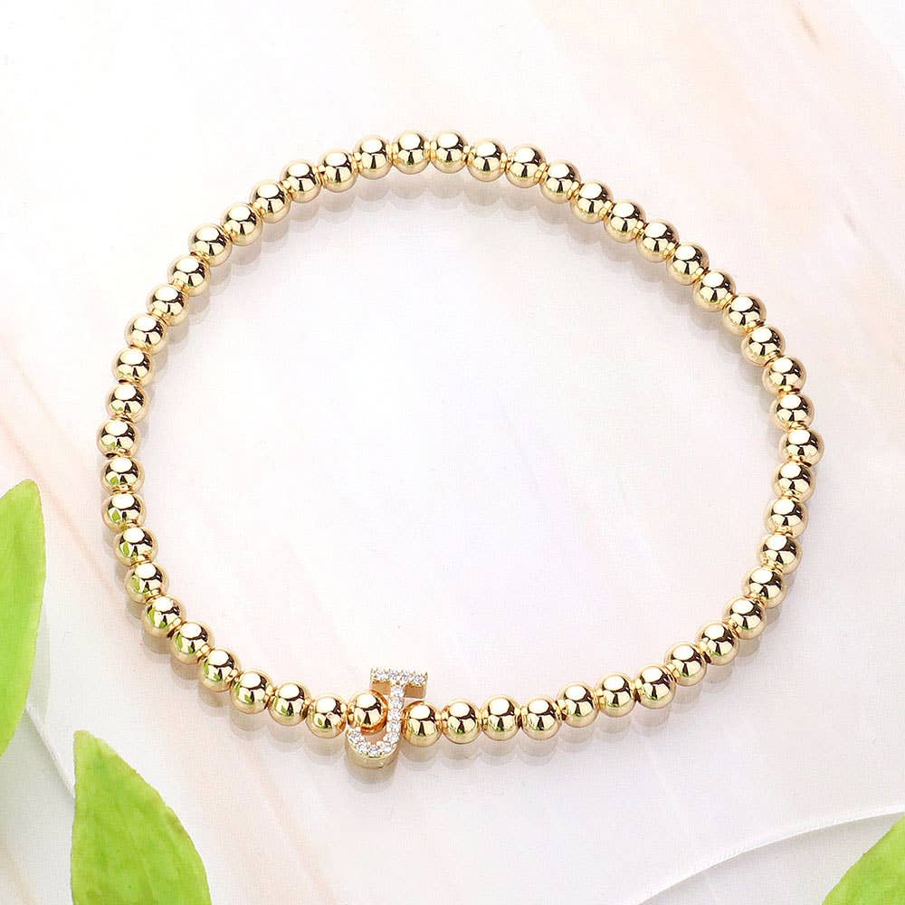 SECRET BOX_  Monogram Initial Stretch Bracelet
: R