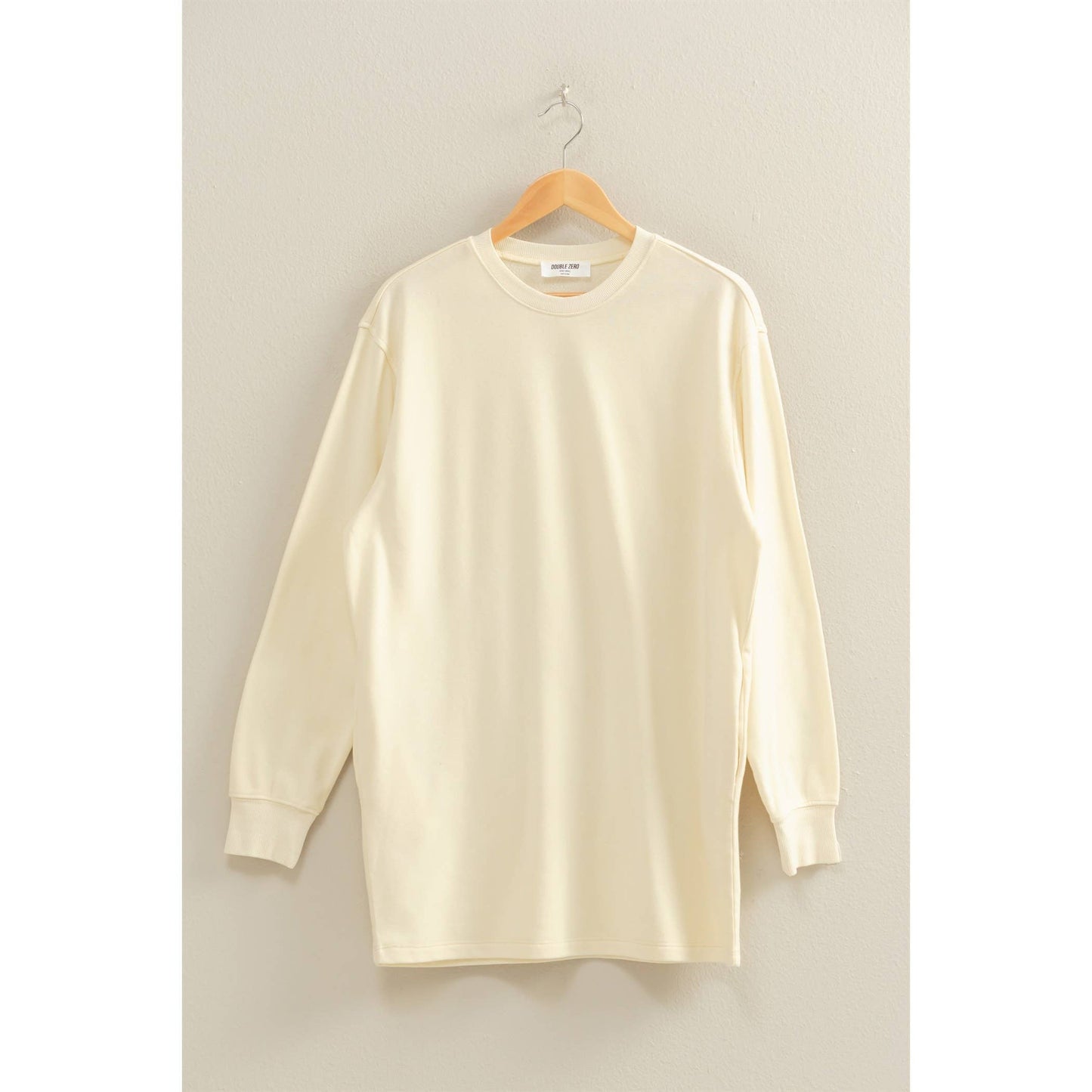 Mineral Washed Oversized Mini Sweatshirt Dress: CHESTNUT / S-M-L(2-2-2)