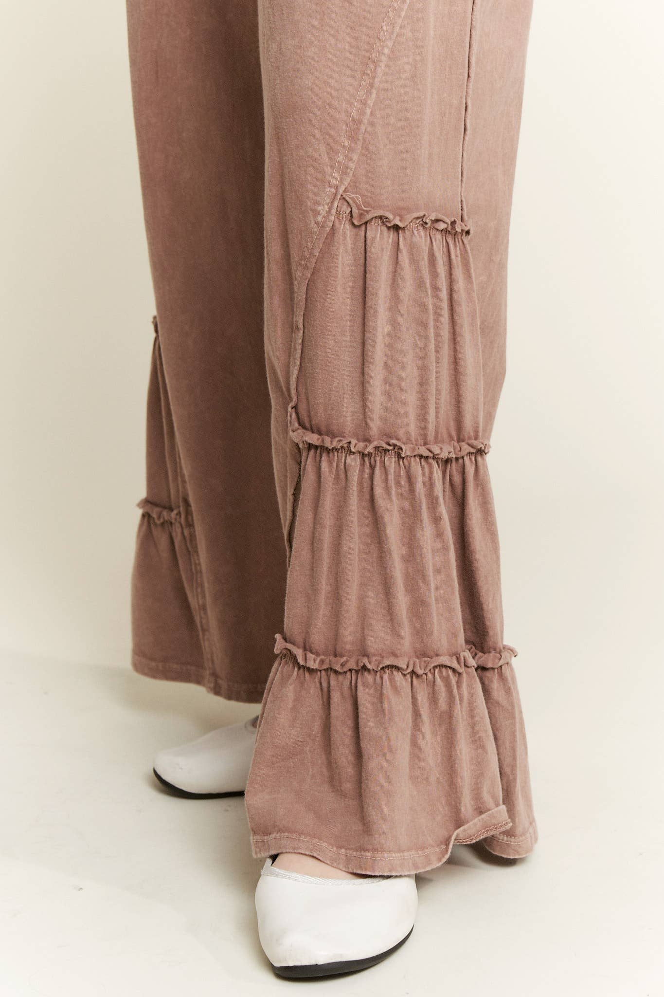 MineralWash SideRuffle Flare pants HP5881.: Silver Grey / S-M-L / 2-2-2