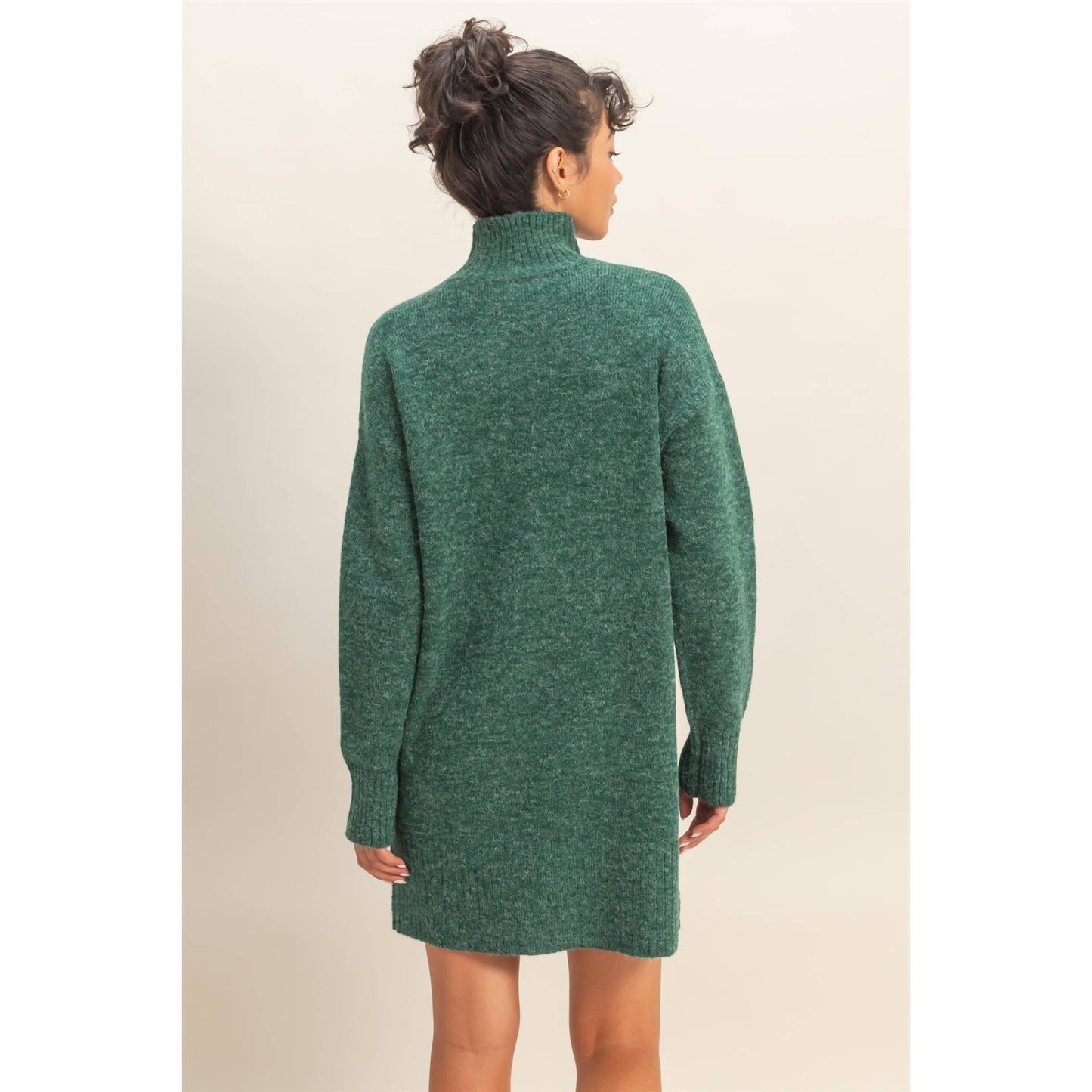 High Neck Sweater Mini Dress: BLACK / S-M-L(2-2-2)