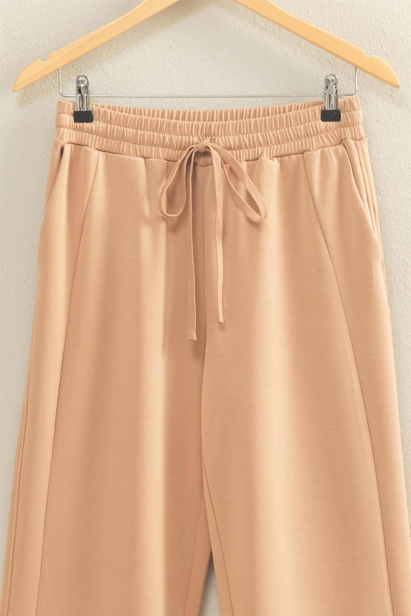Scuba High-Waist Wide-Leg Drawstring Sweatpants: BLACK / S-M-L(2-2-2)