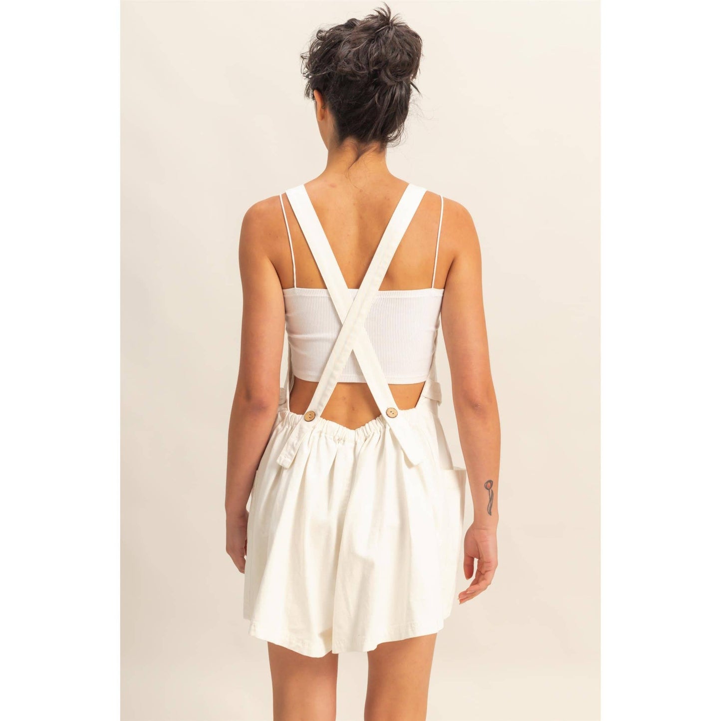DZ25C871-Sleeveless Pocketed Overall Denim Romper: LIGHT DENIM / S-M-L(2-2-2)