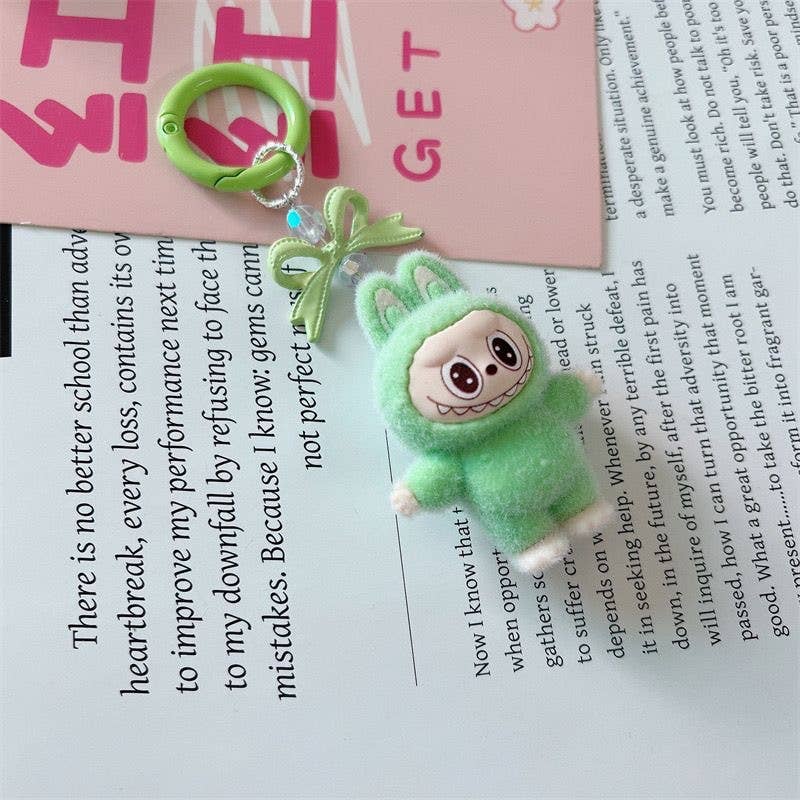 Fluffy Labubu Bow keychain Bow bag charm thank you gift: 10PC-Set