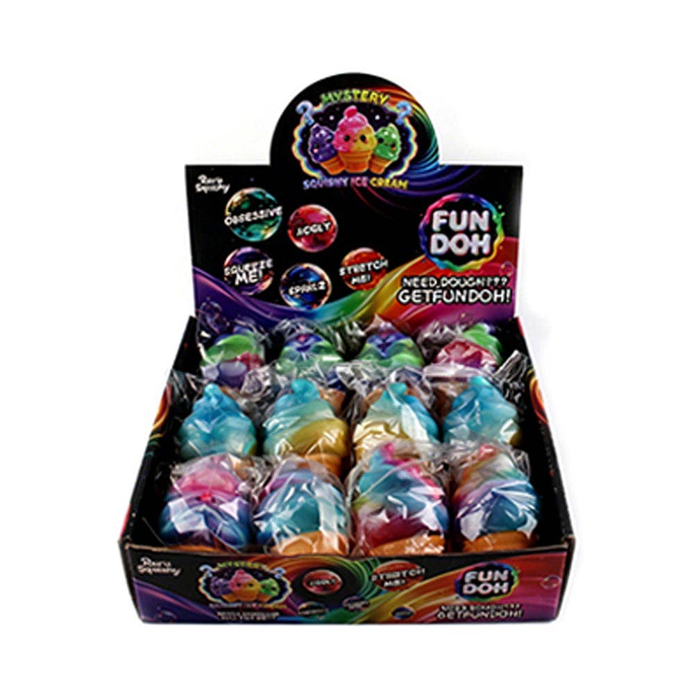 12PCS - Glitter Ice Cream Cone Squeeze Squishy Stress Relief Toy