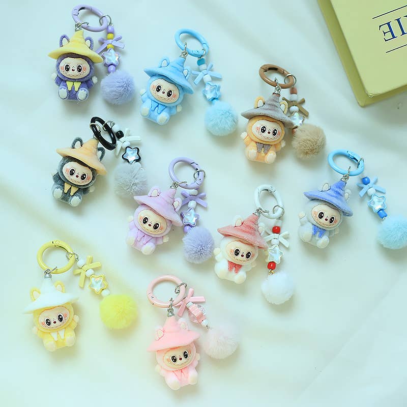Velvet Wizard Labubu Doll Keychain: Darkblue / M