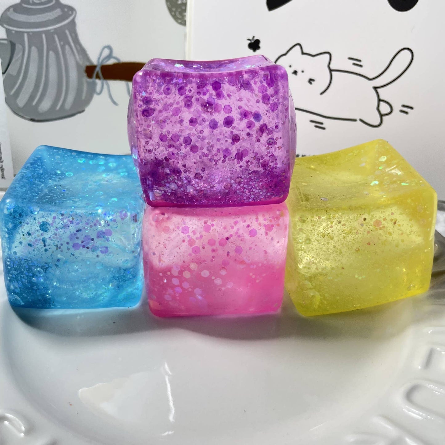 Glitter Sugar Ice Cube Squeezy Stress Relief Toy