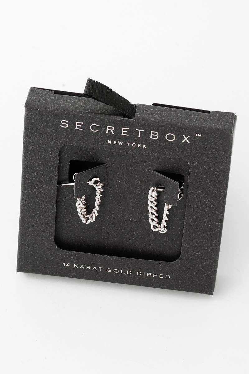 Secret Box Mini Chain Link Thread Earrings: WG