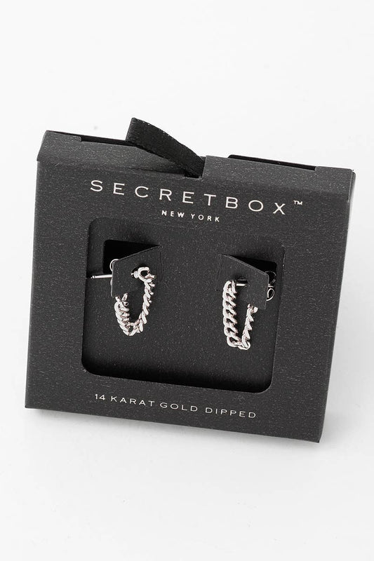 Secret Box Mini Chain Link Thread Earrings: WG