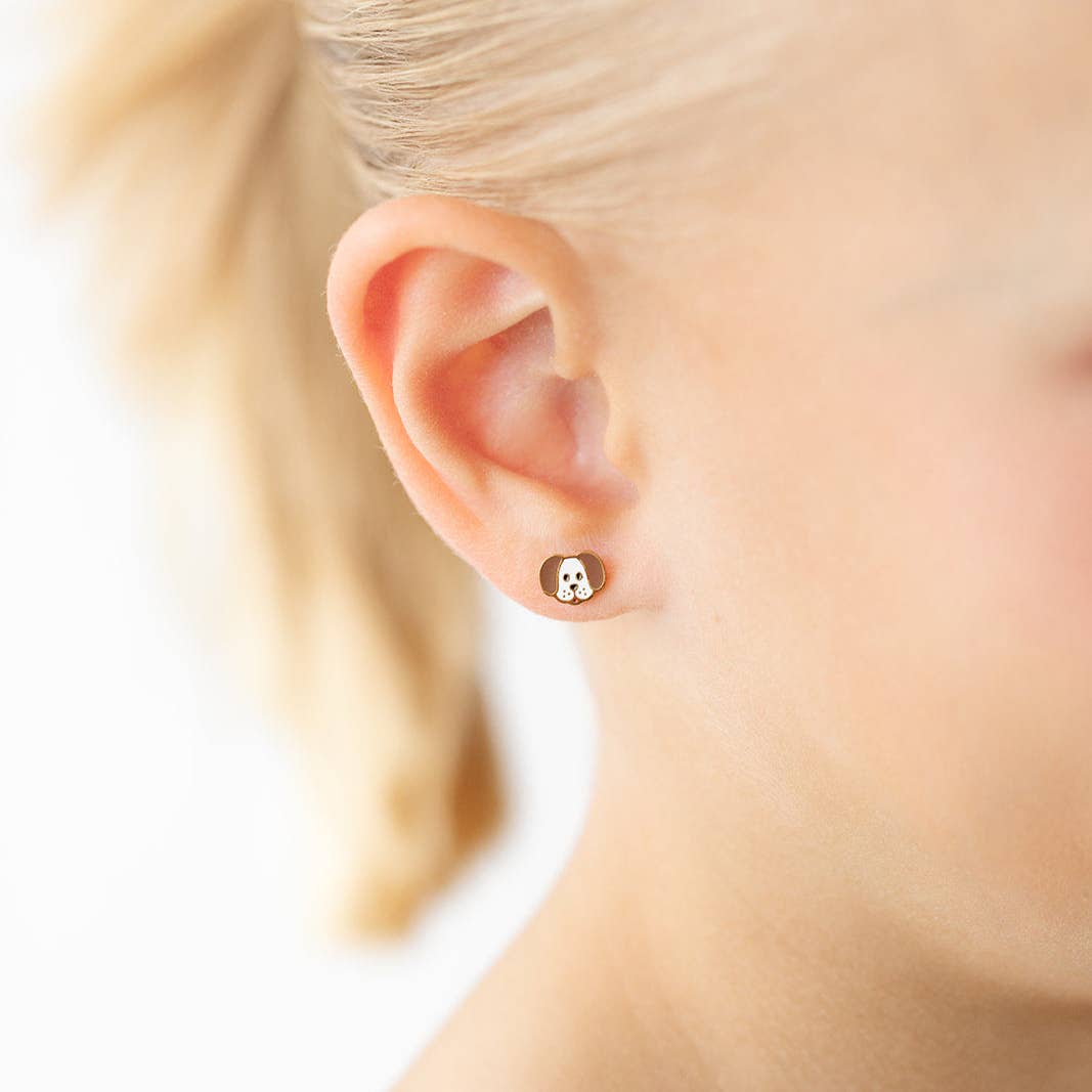 Dog Stud Earrings - Hypoallergenic, Flat Back, Girl Gift: Pair