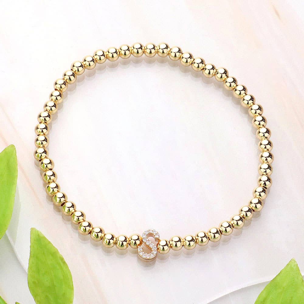 SECRET BOX_  Monogram Initial Stretch Bracelet
: K