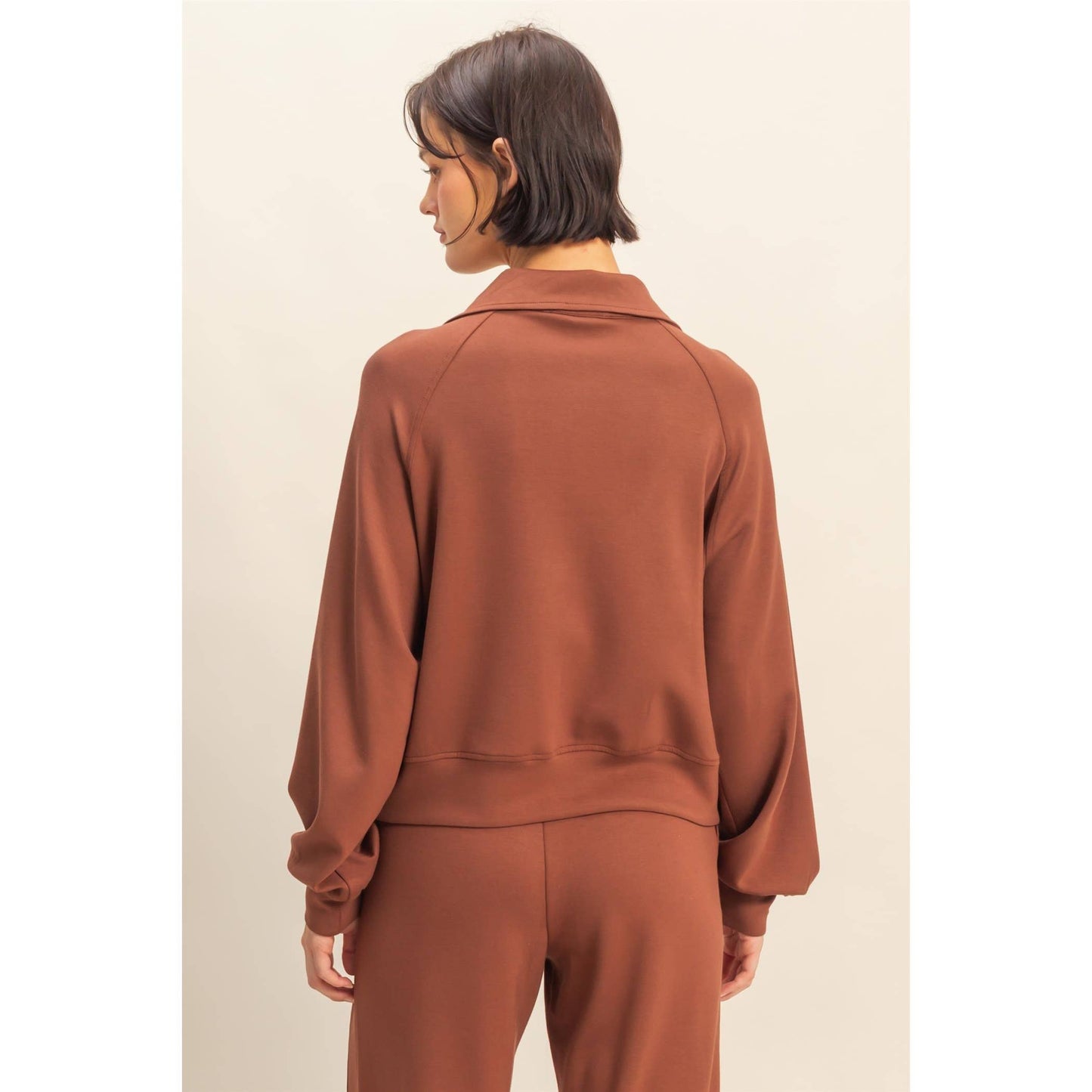 Scuba Half Zip-Up High Neck Collar Sweatshirt: DEEP GREEN / S-M-L(2-2-2)
